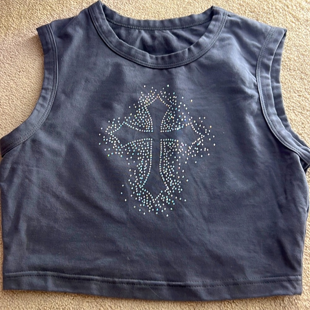 Crystal cross crop top